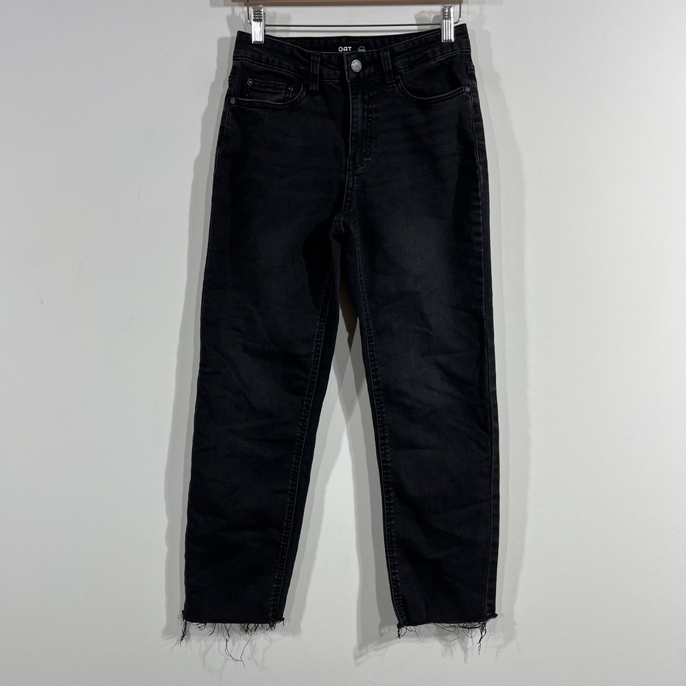 OAT NY High Rise Black Denim Straight Leg Jeans Womens 26 Grunge 90s Capsule